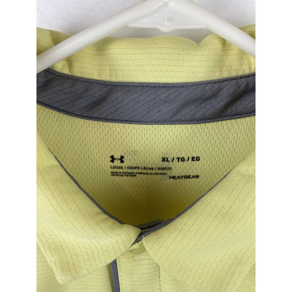Under Armour Heat Gear Loose Yellow Thick Polo Golf Shirt Men's Size XL - Picture 3 of 4
